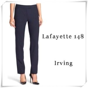 LAFAYETTE 148 New York Irving Wool Tapered Trouser Pants in Navy Blue Size 14